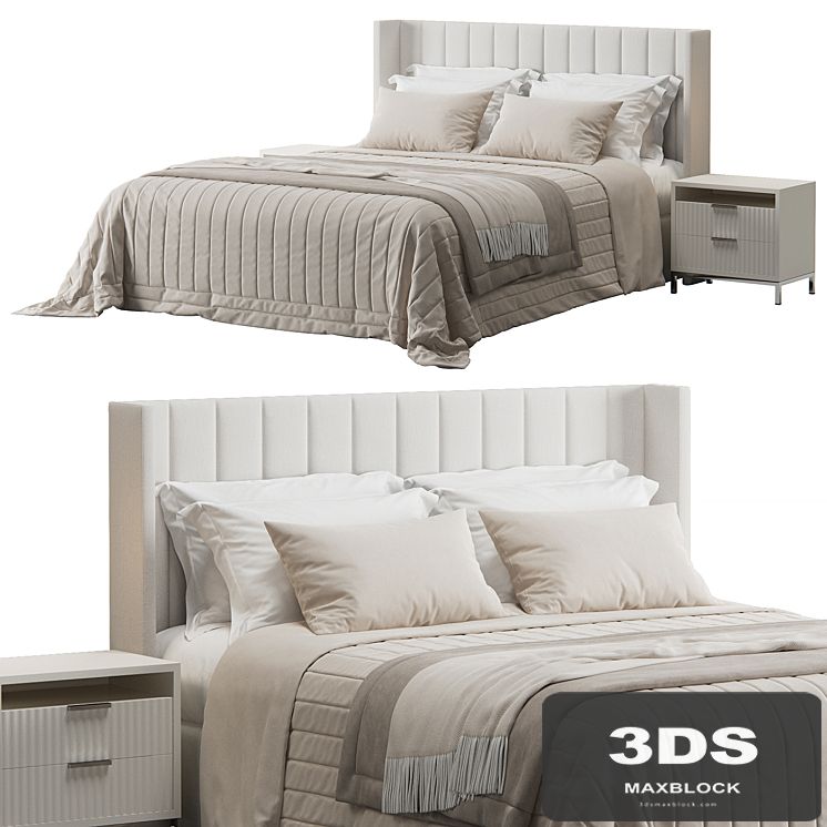 Oulton Striped Headboard Wingback Bed by Ambassador Beds