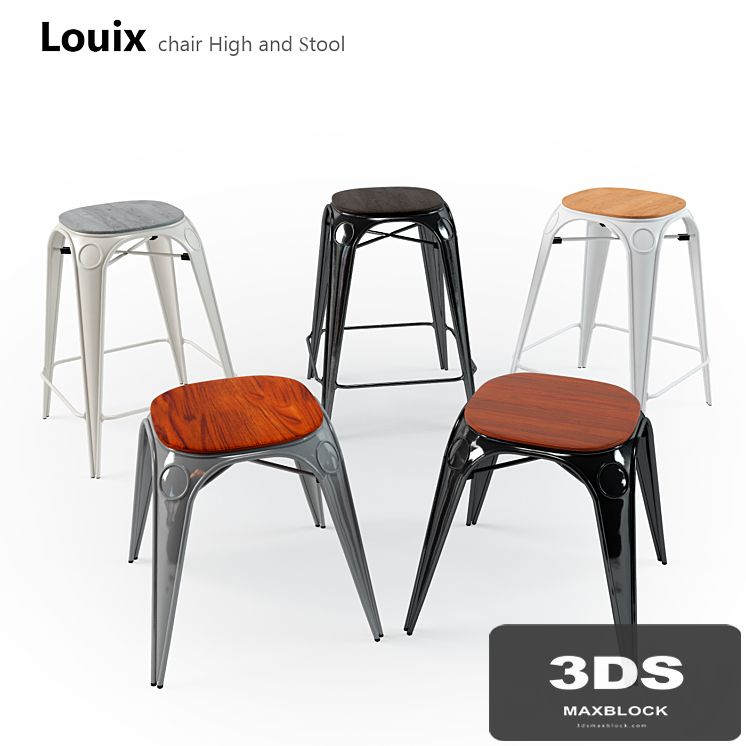 "Louix" chair and taburet_ "Louix" shair High and stool