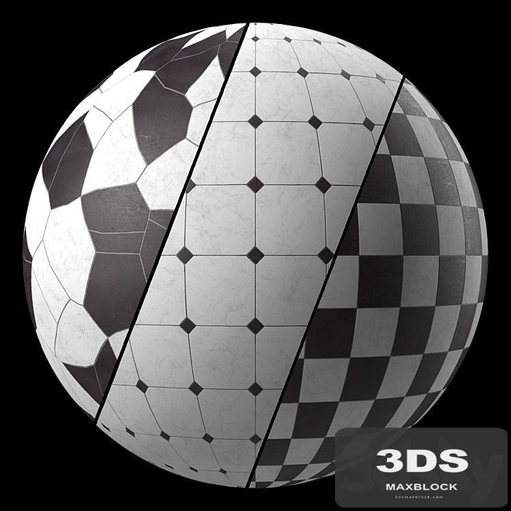 Marble Tile Materials 11- Marble Mixed by Stone, 3 patterns Tile - Pbr 4k Seamless