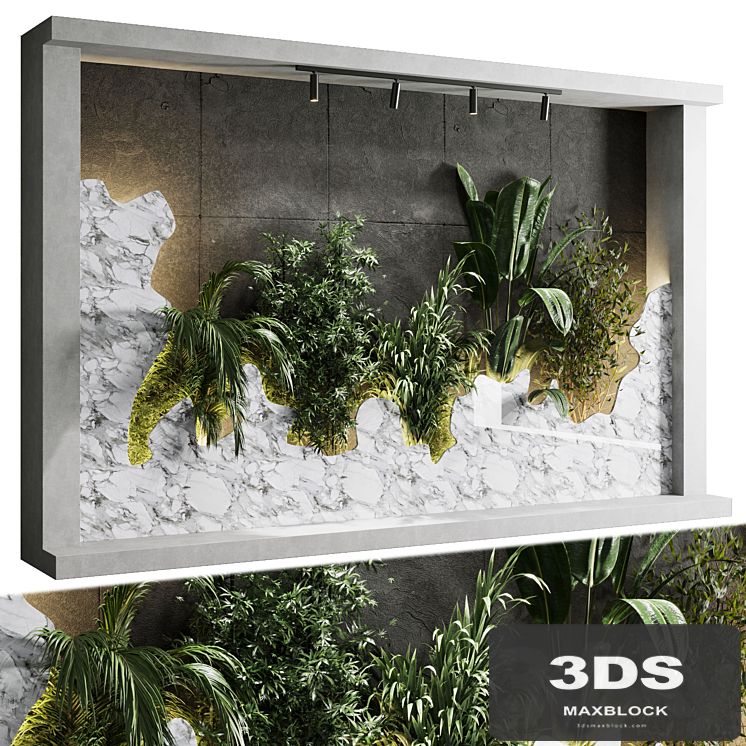 Vertical Wall Garden With concrete frame - wall decor houseplants indoor 02