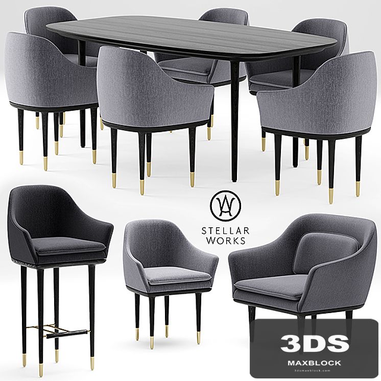 Table and chairs STELLAR WORKS LUNAR LOUNGE CHAIR LARGE