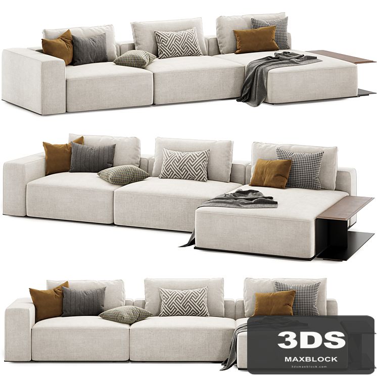 westside modular sofa with side table by poliform