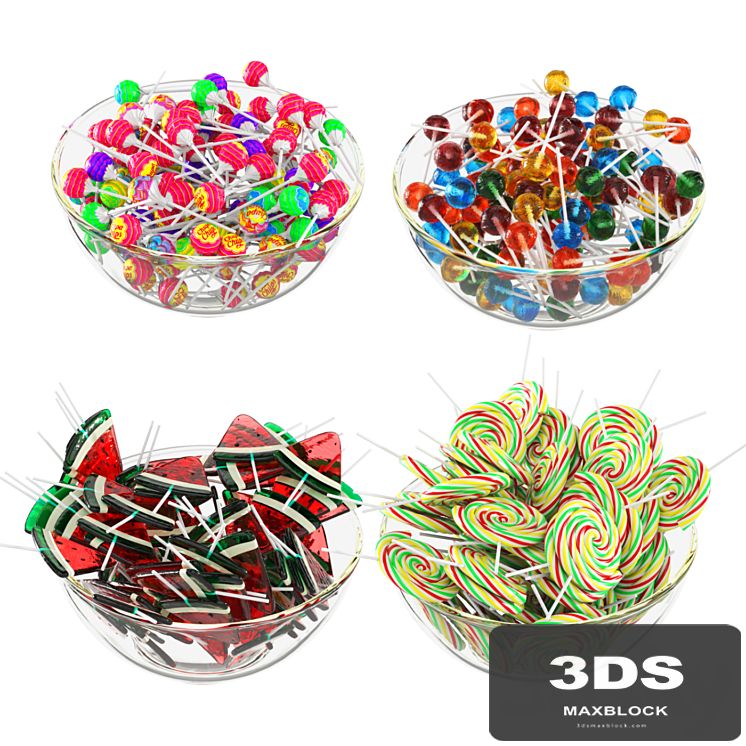 Glass bowl with lollipops