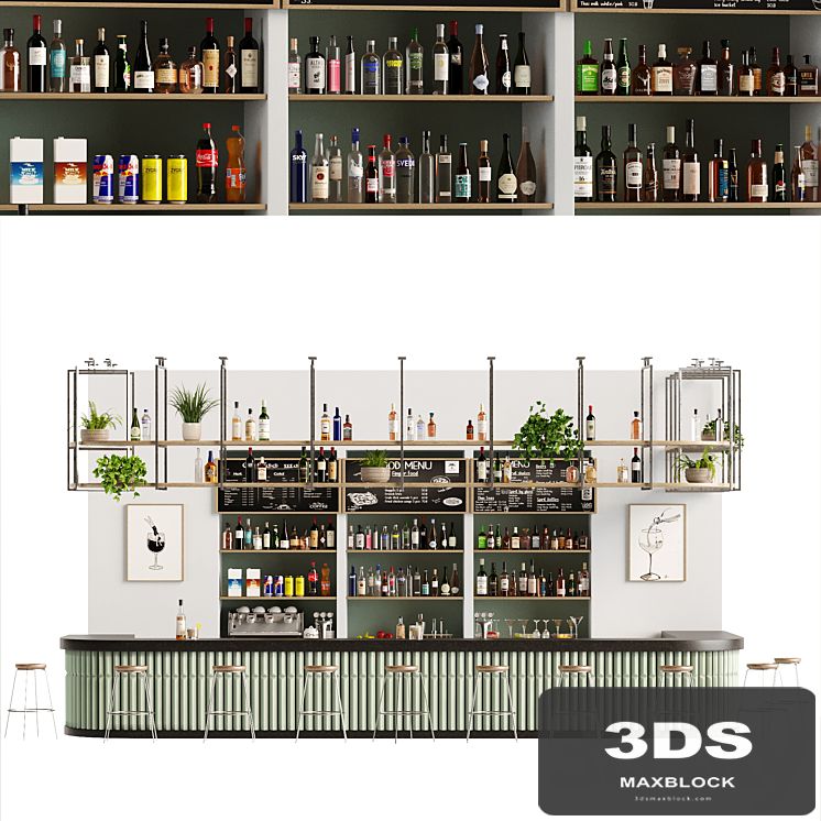 Bar 10 Hotle Bar (70 Bottles + Bar Items)