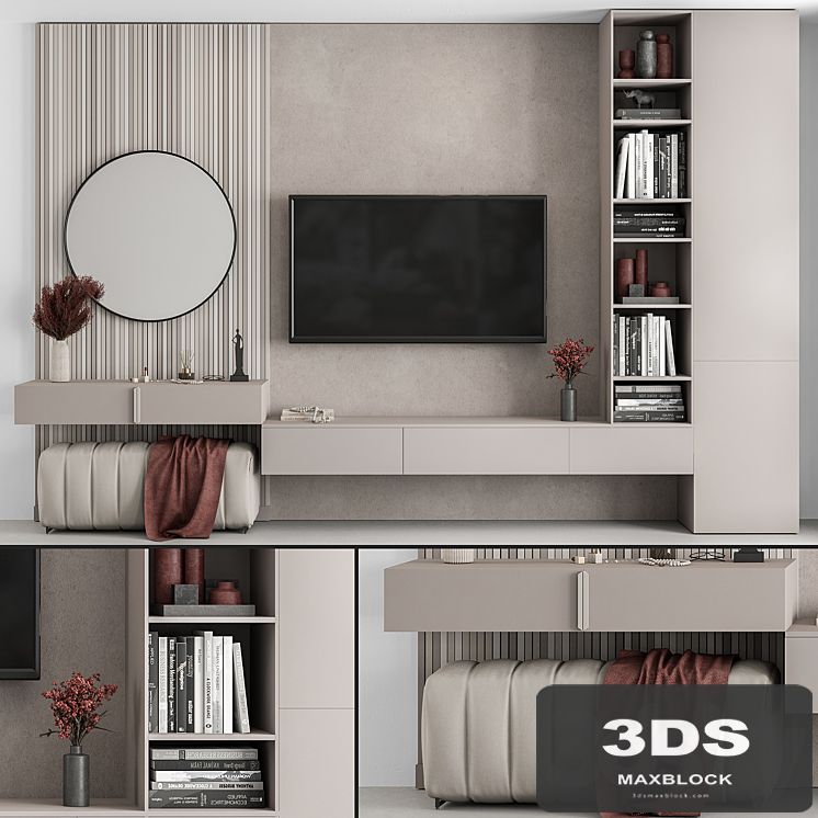 TV Wall Beige and Red - Set 70