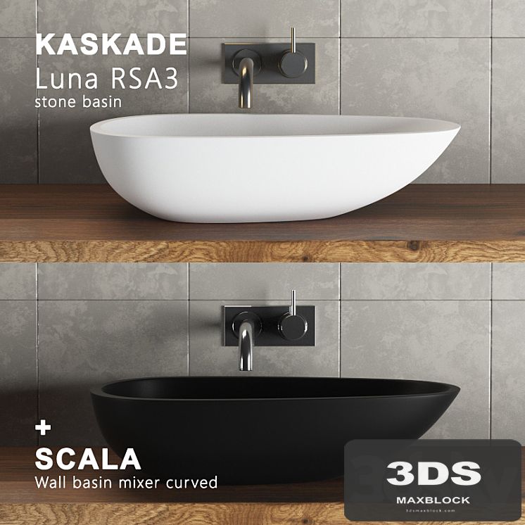 Kaskade Luna RSA3 + Scala wall basin mixer curved