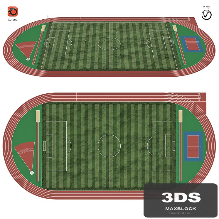 Football field with players
