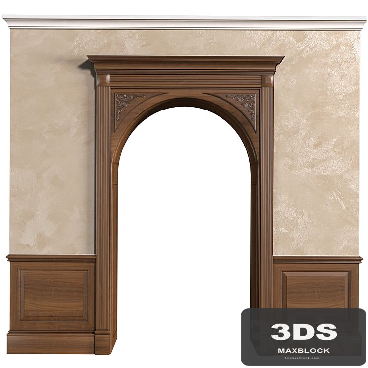 Arch in classic style.Arched interior doorway in a classic style.Traditional Interior Arched Doorway Opening.Wall Paneling