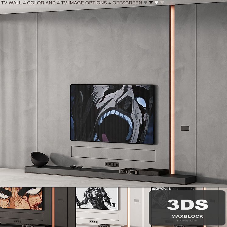 226 tv wall kit 08 minimal wall in 4 color and tv options 00