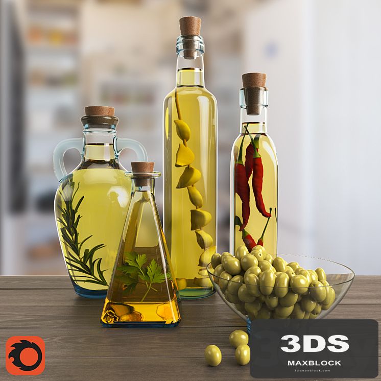 Decorative set of bottled oil