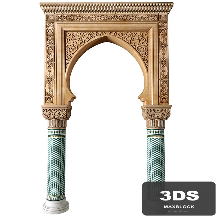 Archway in oriental style. Arched interior doorway.Door Portal. Arched Opening.Arabian Entryway