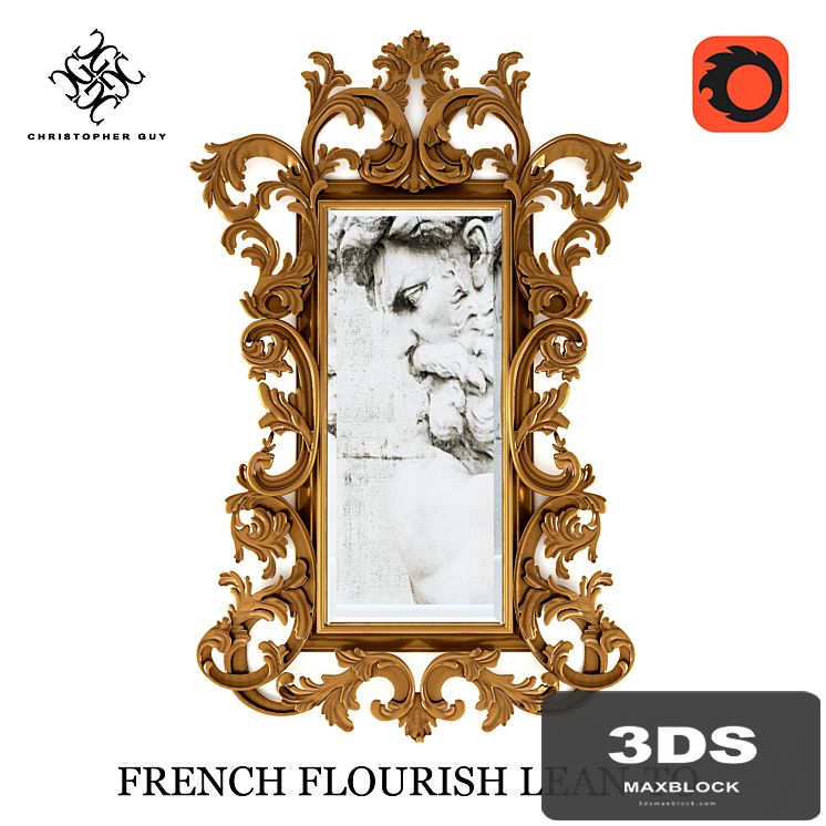 Mirror, Christopher Guy, FRENCH FLOURISH LEAN-TO