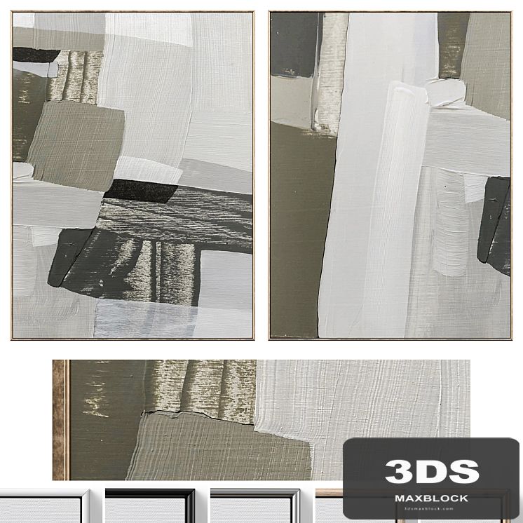 Large Mid-Century Abstract Neutral Wall Art C-674