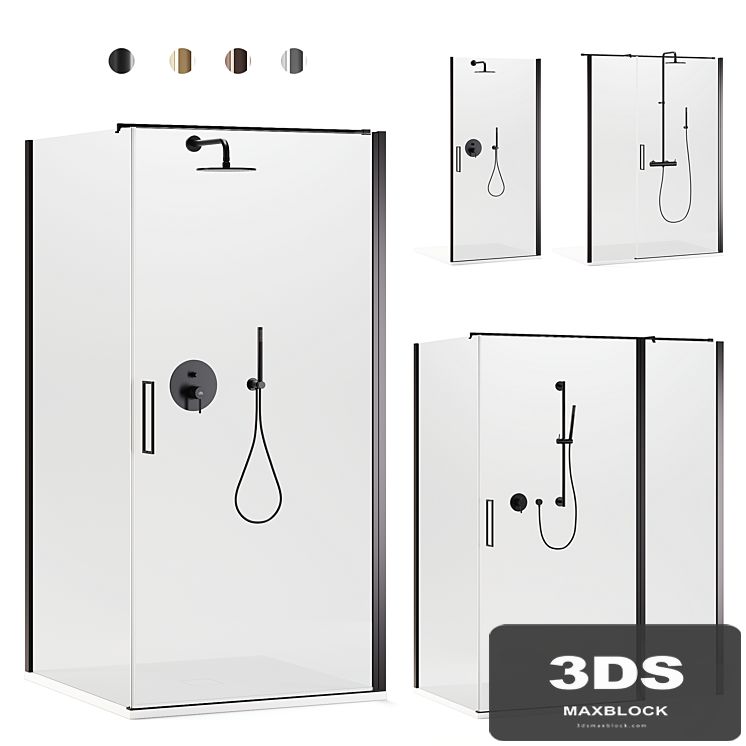 Shower enclosures Arblu Icaro + shower systems Paffoni set 1