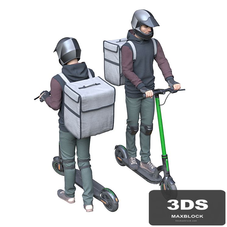 Delievery man on an electric scooter
