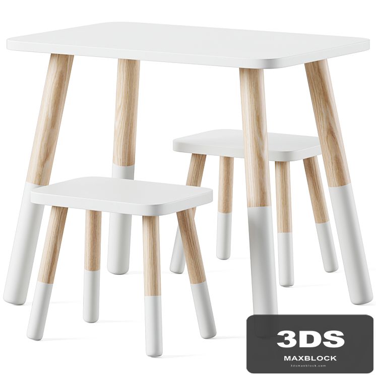 Wooden children's table and chairs by Sklum