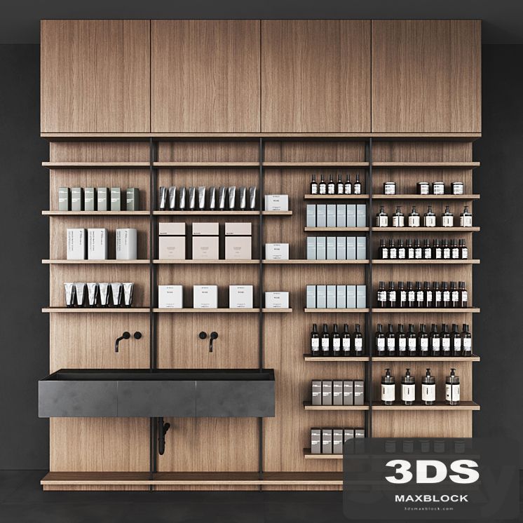 Cosmetic set wooden shelving