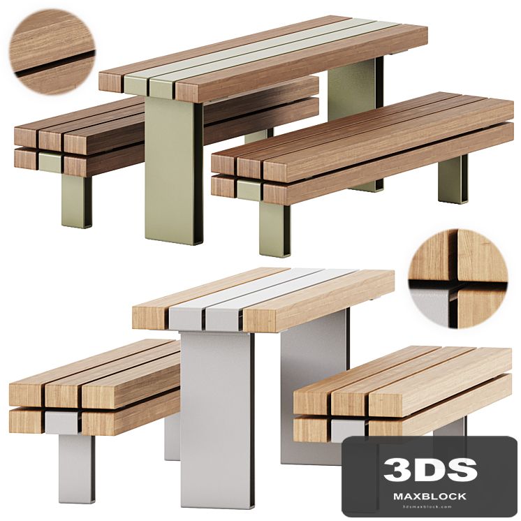 KONG Outdoor Sectional Bench and Table by Vestre