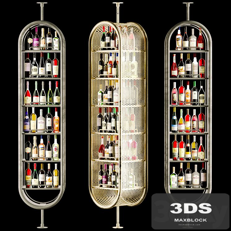 Modern rack in a restaurant with alcohol