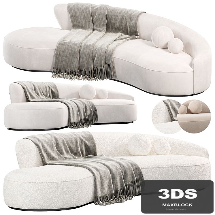 Marseille 2 Curved Sofa ni Mohair, sofas