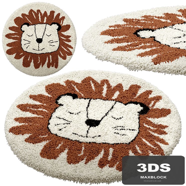 Children's round carpet with the image of a lion, Syma