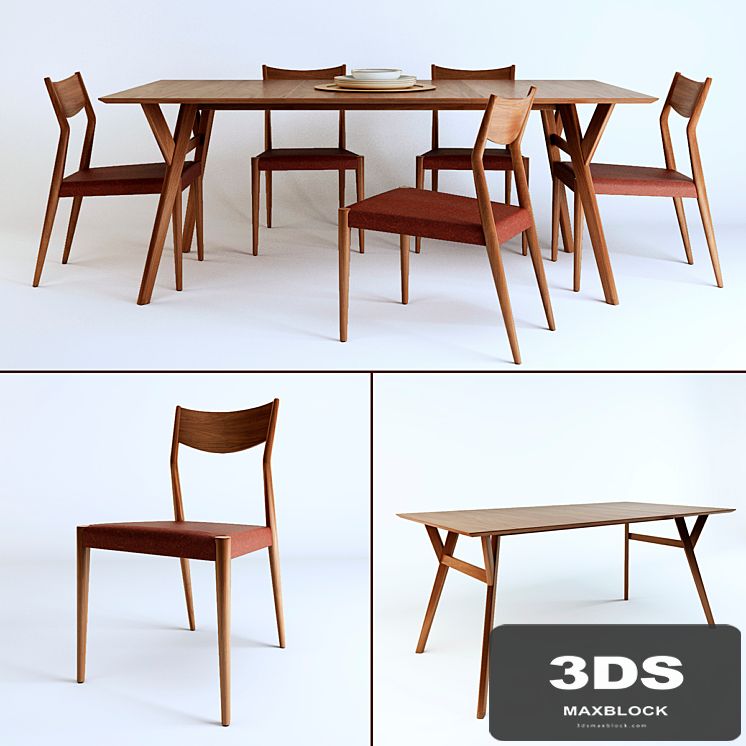 Tate Leather Dining Chair + Mid-century dining table
