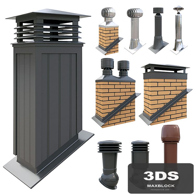 Ventilation pipes and chimneys on the roof