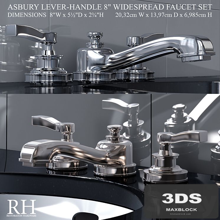 ASBURY LEVER-HANDLE 8in WIDESPREAD FAUCET SET