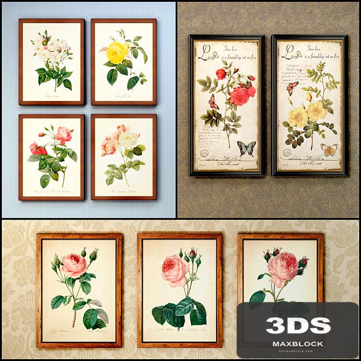 The picture in the frame: 19 pcs (collection 59) Flowers