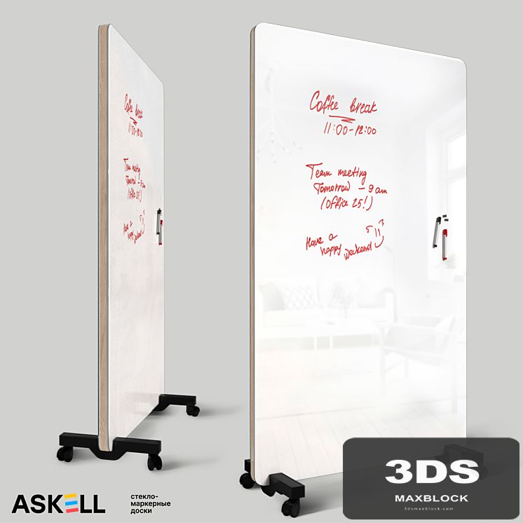 Mobile magnetic whiteboard "New Askell"