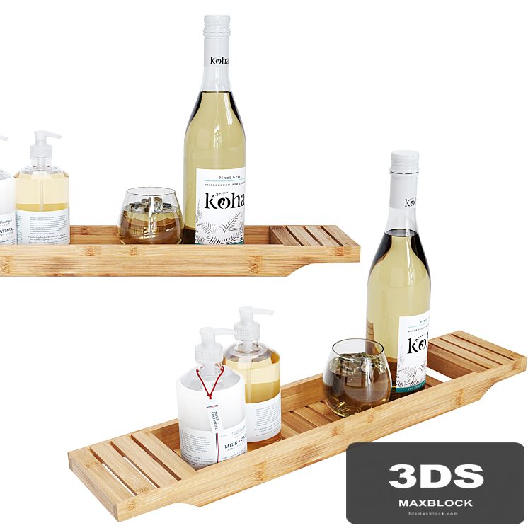 Mind Reader 27in Brown Bamboo Bathtub Caddy Organizer set