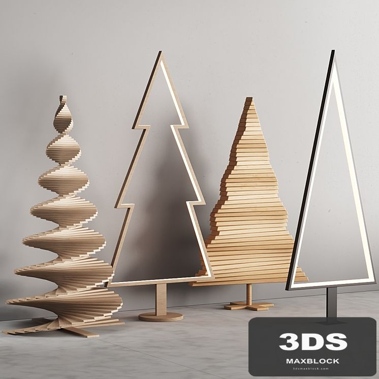 035 Modern christmas trees 01 wood and light