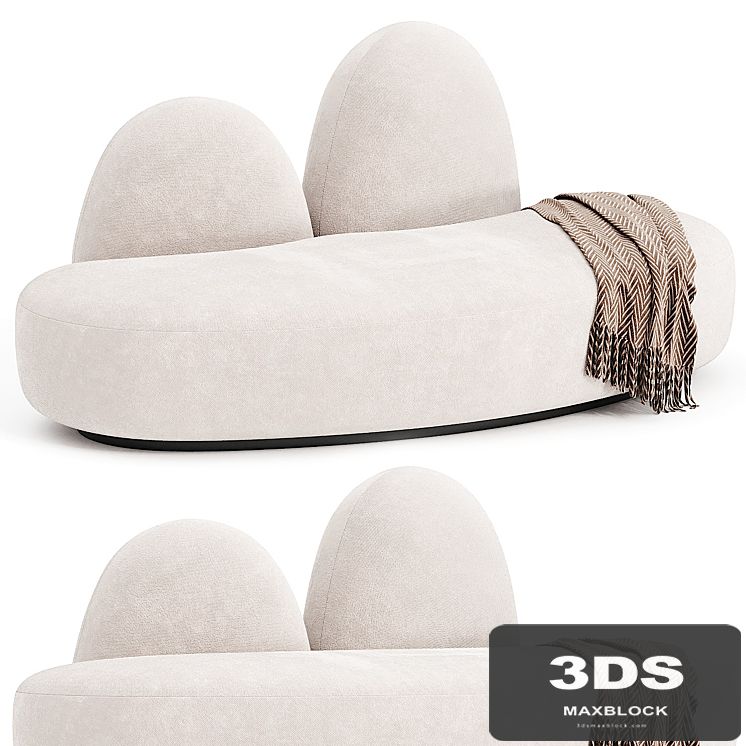 LAGU FUYU Curved 2 seater fabric sofa