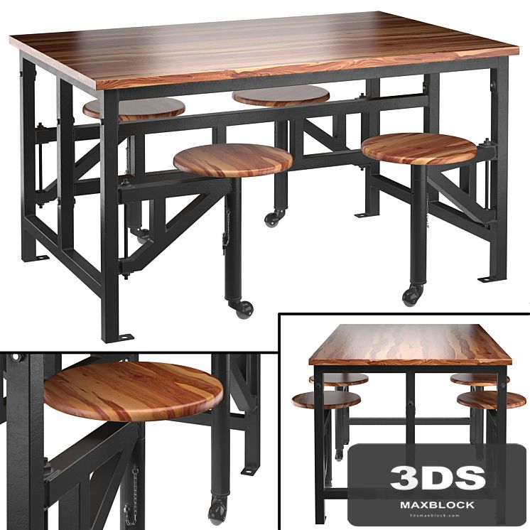 Space table with bar stools