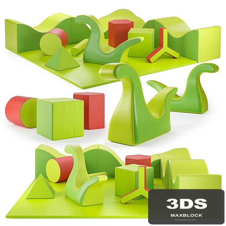 PLAY+ Sets of children's play poufs: Hills (Colline), Dino Soft, Solids