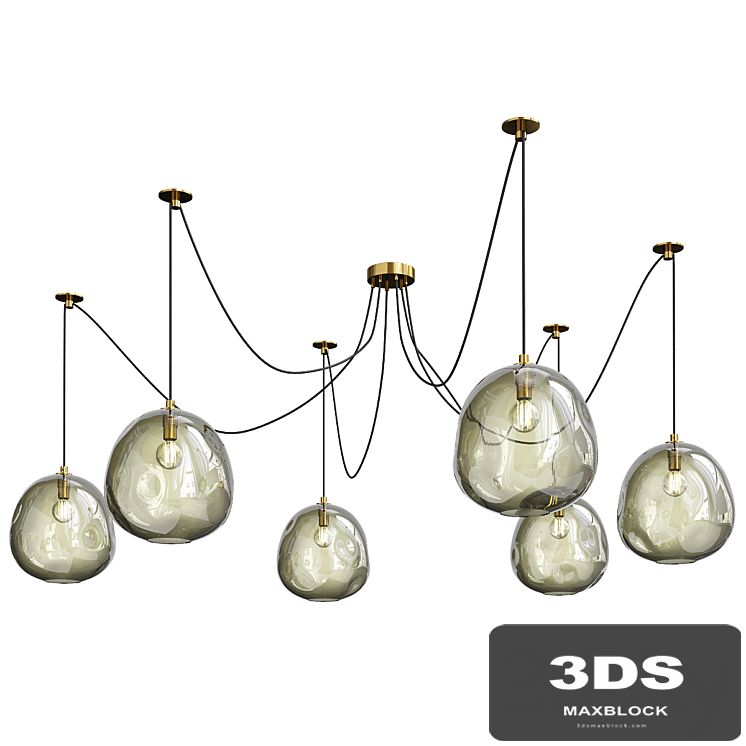 Regina andrew molten spider natural brass and smoke glass chandelier