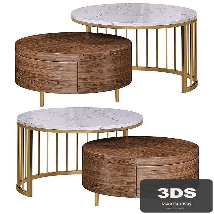 Whitewalnut round nesting coffee table by homary