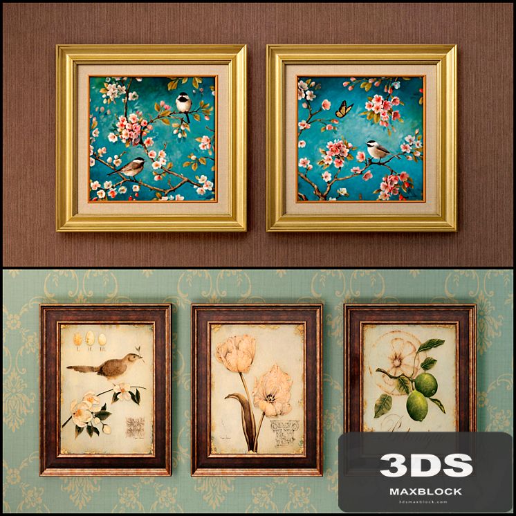The picture in the frame: 13 pieces (collection 62) Birds