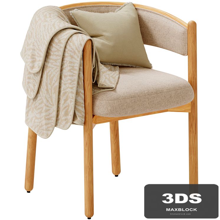 Dining chair in hevea and cotton, Natesse