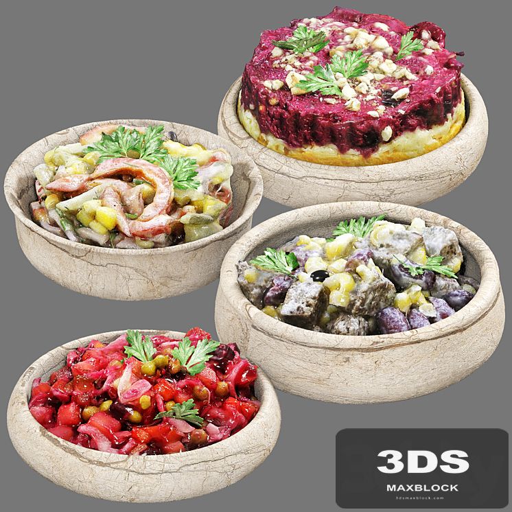 set of vegetable salads