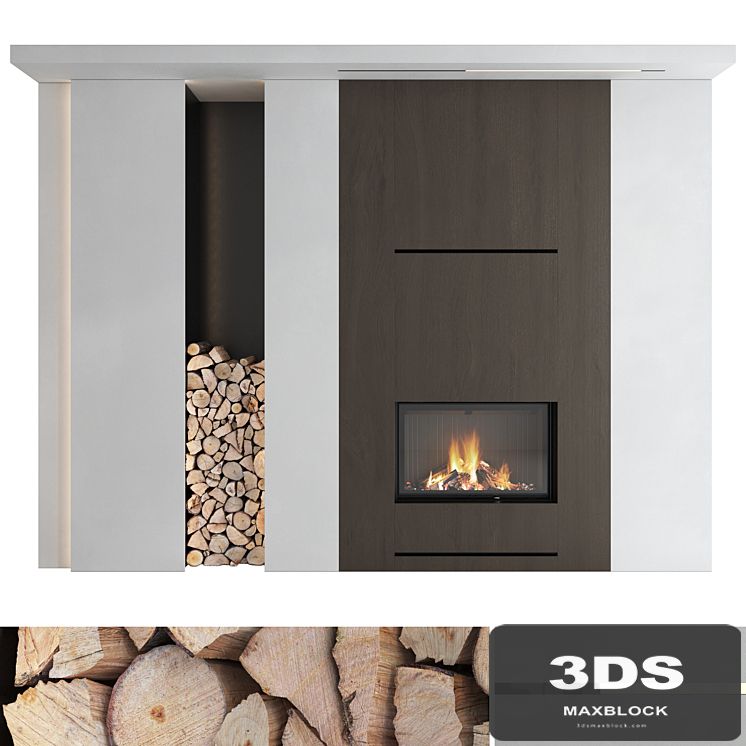 Decorative wall with fireplace set 21