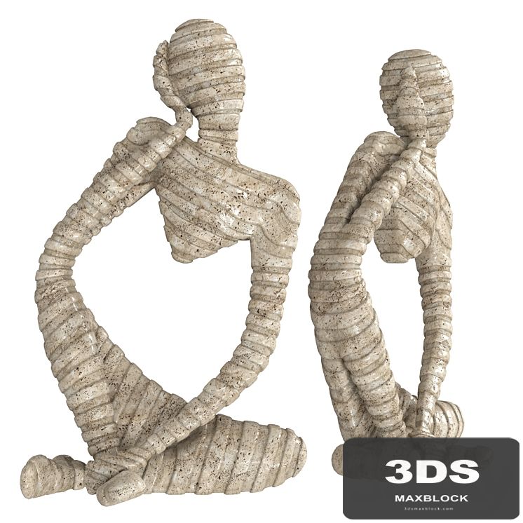 Ethnic statuette of a woman from travertine