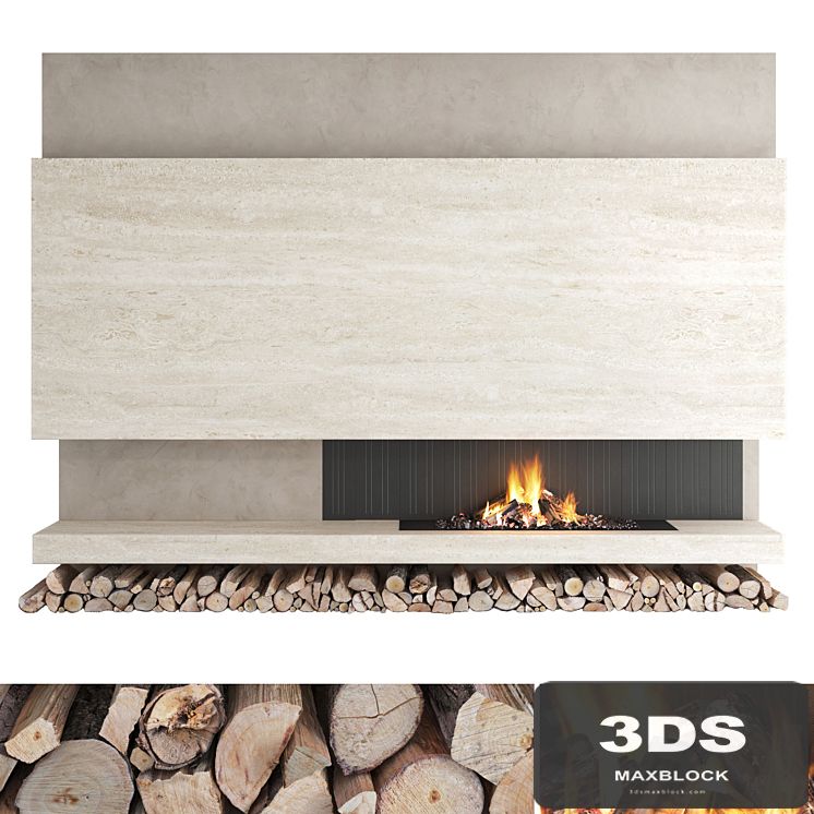 Decorative wall with fireplace set 24