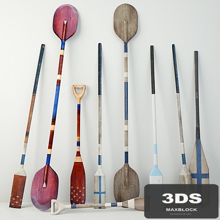 Vintage Wooden Paddles and Oars Jeffan