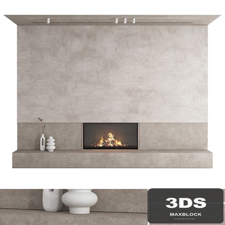 Decorative wall with fireplace set 27