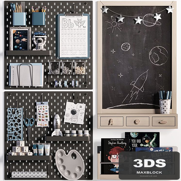 Ikea SKADIS Pegboard with Chalkboard for Teenagers and Kids 03