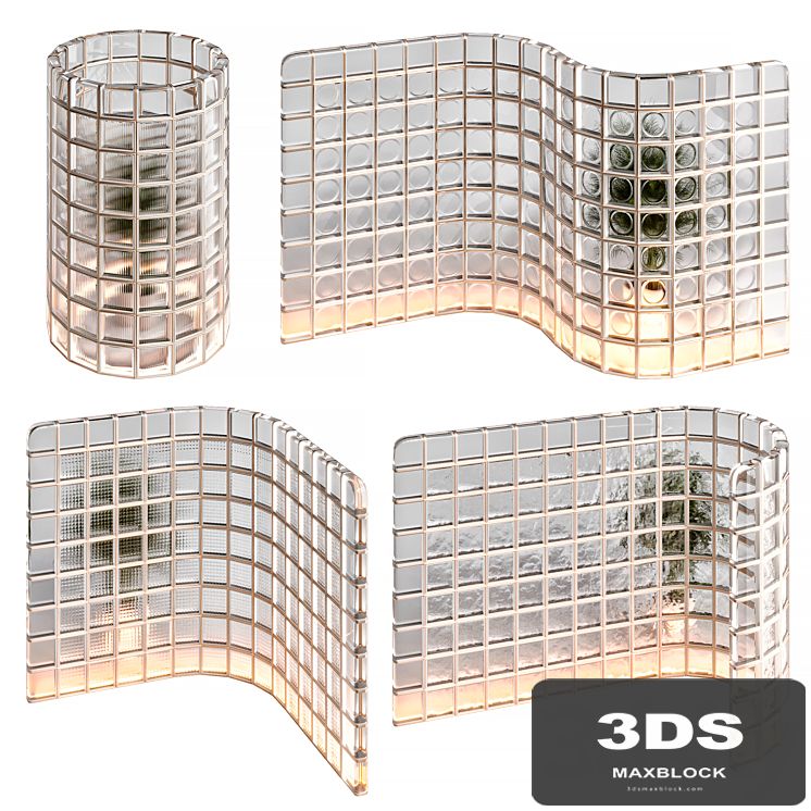 Glass blocks partition zig-zag