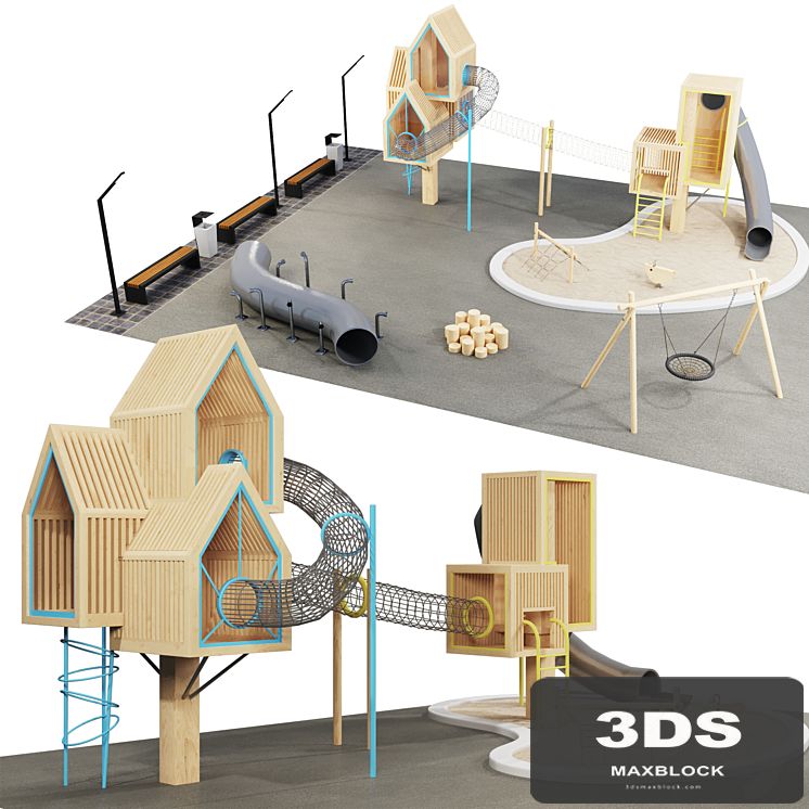 modern wooden playground
