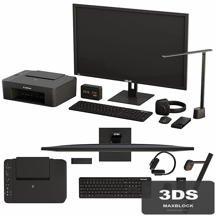 Black Desktop Accessory Set 01