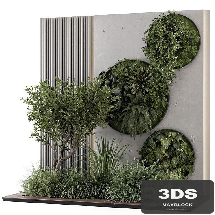 Indoor Wall Vertical Garden in Concrete Base - Set 1357